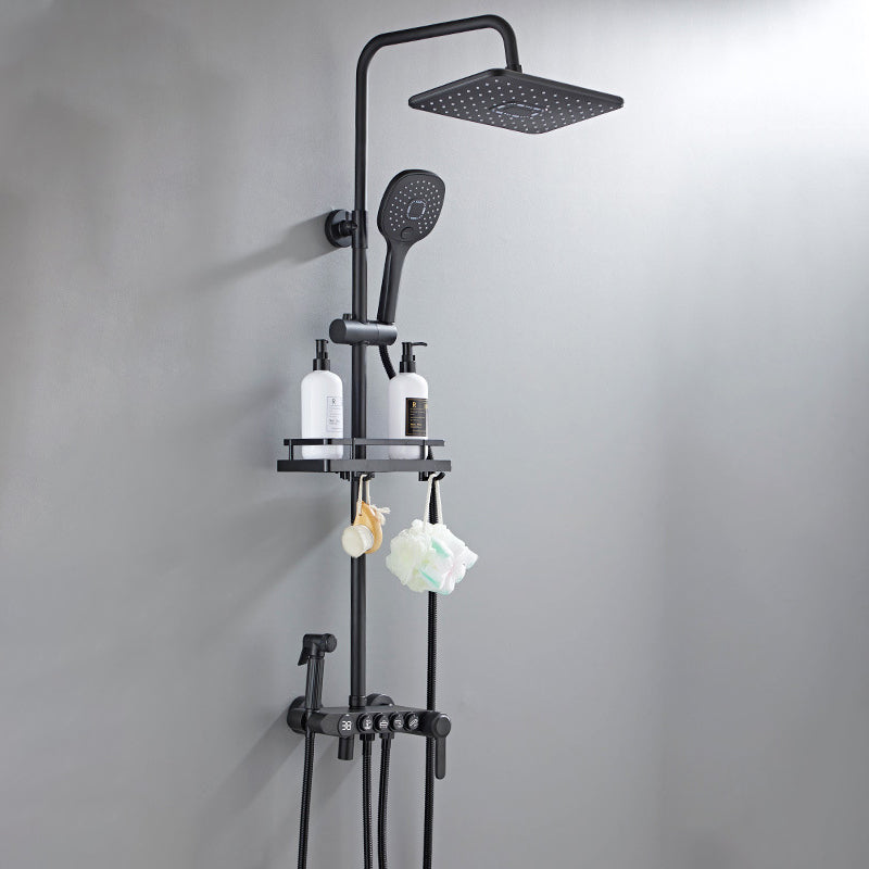 Modern Volume Control Shower Dual Shower Head Square Shower Faucet with Massage Jets