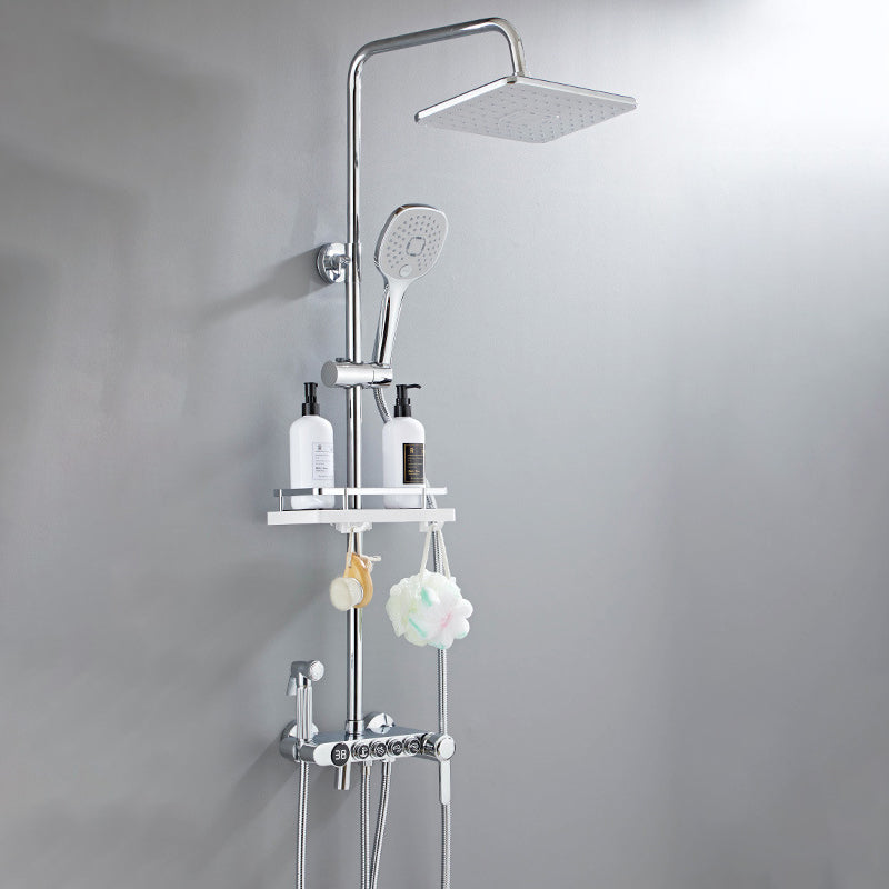 Modern Volume Control Shower Dual Shower Head Square Shower Faucet with Massage Jets