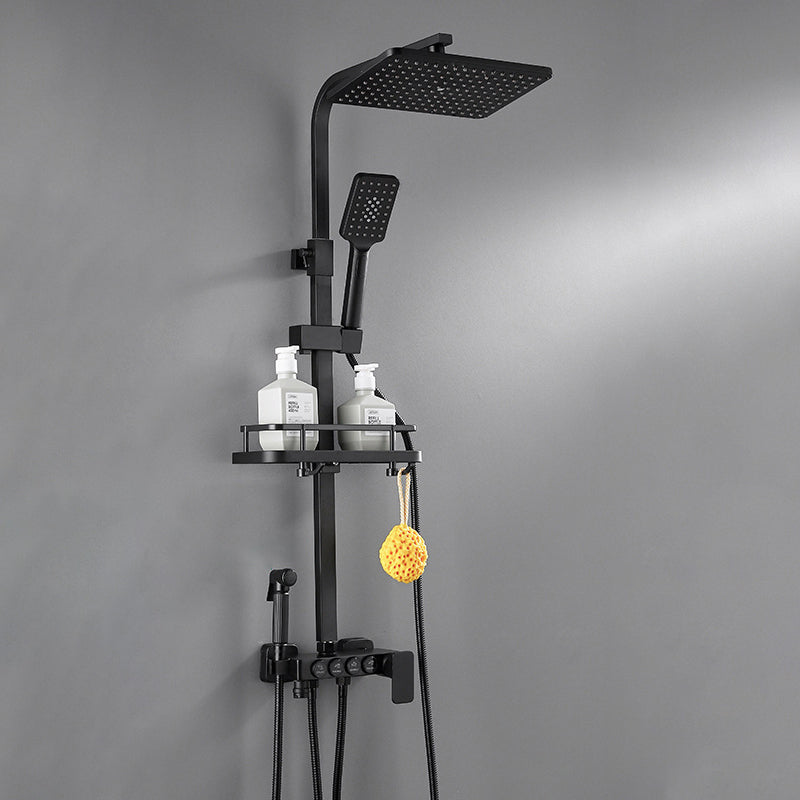 Modern Volume Control Shower Dual Shower Head Square Shower Faucet with Massage Jets