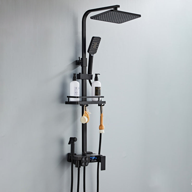 Modern Volume Control Shower Dual Shower Head Square Shower Faucet with Massage Jets