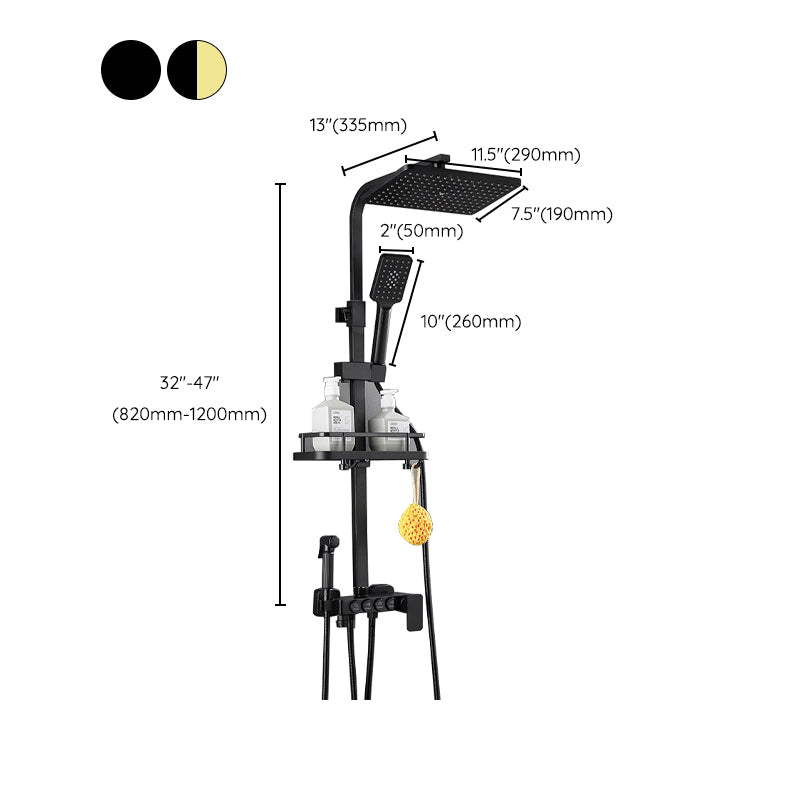 Modern Volume Control Shower Dual Shower Head Square Shower Faucet with Massage Jets