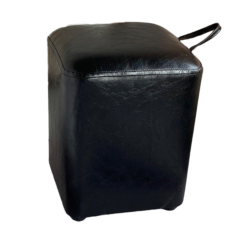 Square Pouf Portable Pure Color Faux Leather Stain Resistant Pouf Ottoman