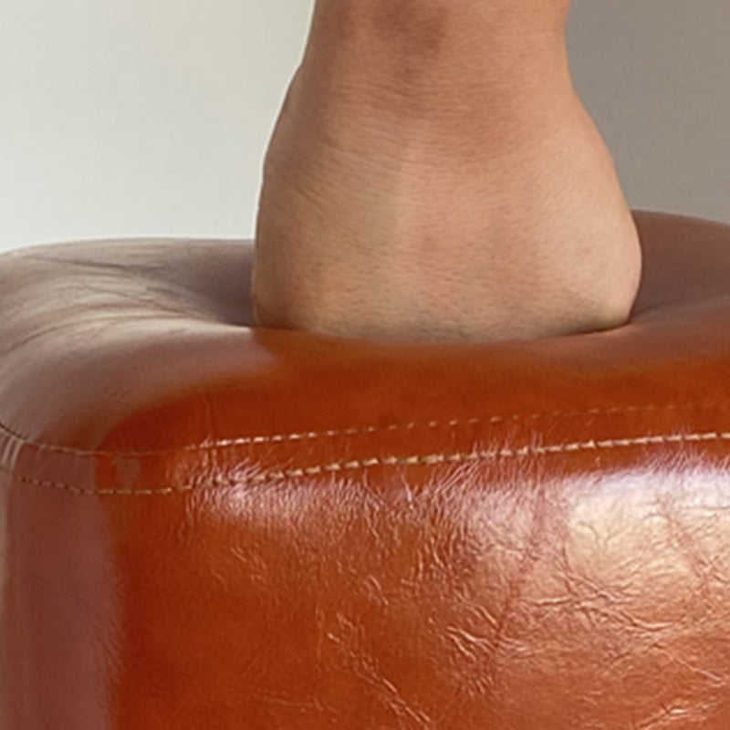 Square Pouf Portable Pure Color Faux Leather Stain Resistant Pouf Ottoman