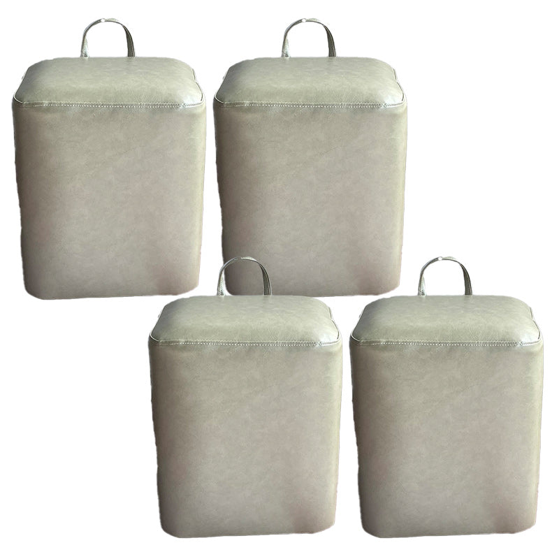 Square Pouf Portable Pure Color Faux Leather Stain Resistant Pouf Ottoman