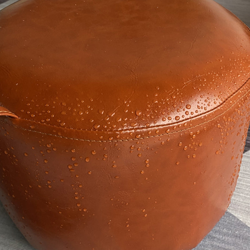 Square Pouf Portable Pure Color Faux Leather Stain Resistant Pouf Ottoman
