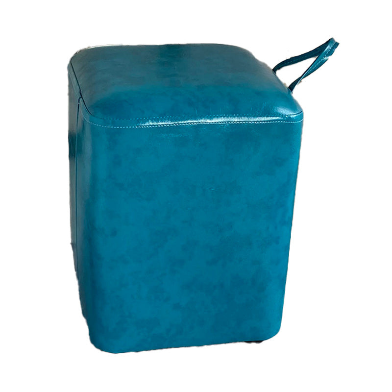 Square Pouf Portable Pure Color Faux Leather Stain Resistant Pouf Ottoman