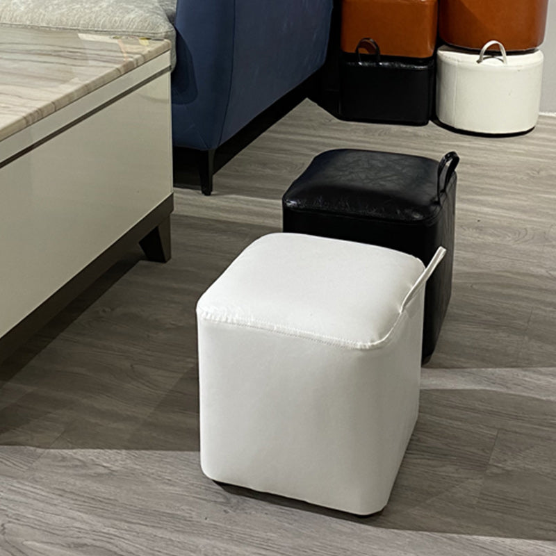 Square Pouf Portable Pure Color Faux Leather Stain Resistant Pouf Ottoman