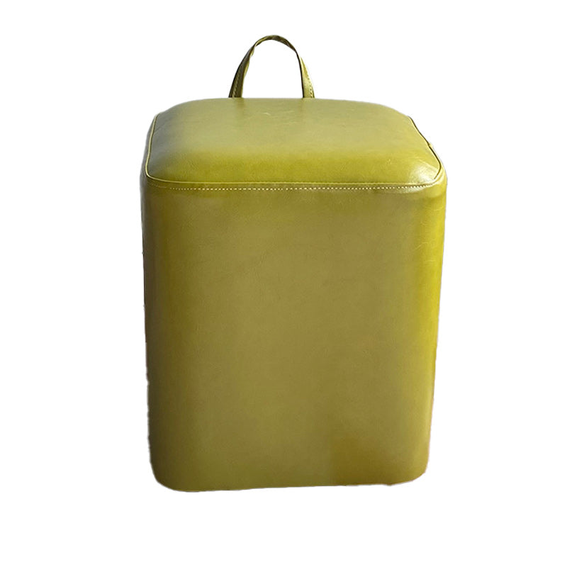 Square Pouf Portable Pure Color Faux Leather Stain Resistant Pouf Ottoman