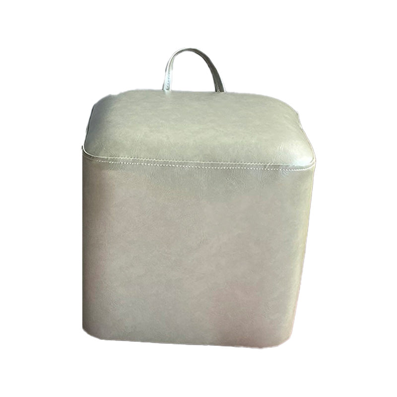 Square Pouf Portable Pure Color Faux Leather Stain Resistant Pouf Ottoman
