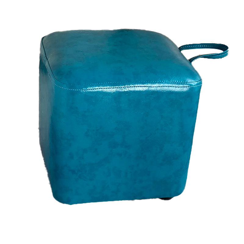 Square Pouf Portable Pure Color Faux Leather Stain Resistant Pouf Ottoman