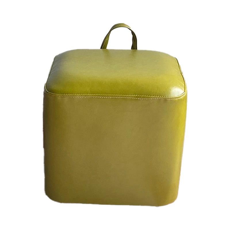 Square Pouf Portable Pure Color Faux Leather Stain Resistant Pouf Ottoman