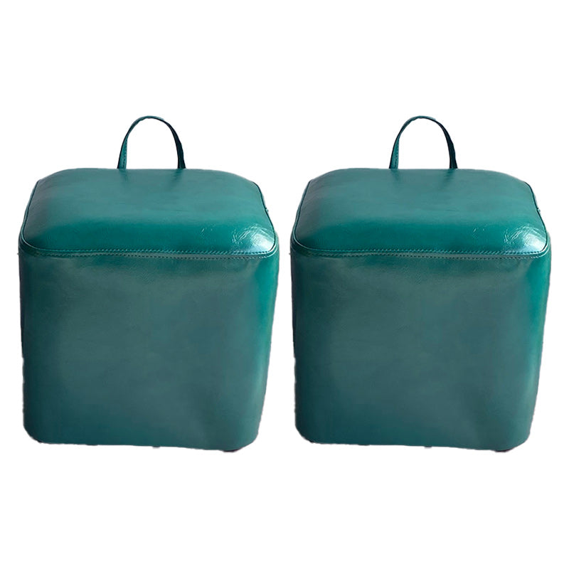 Square Pouf Portable Pure Color Faux Leather Stain Resistant Pouf Ottoman