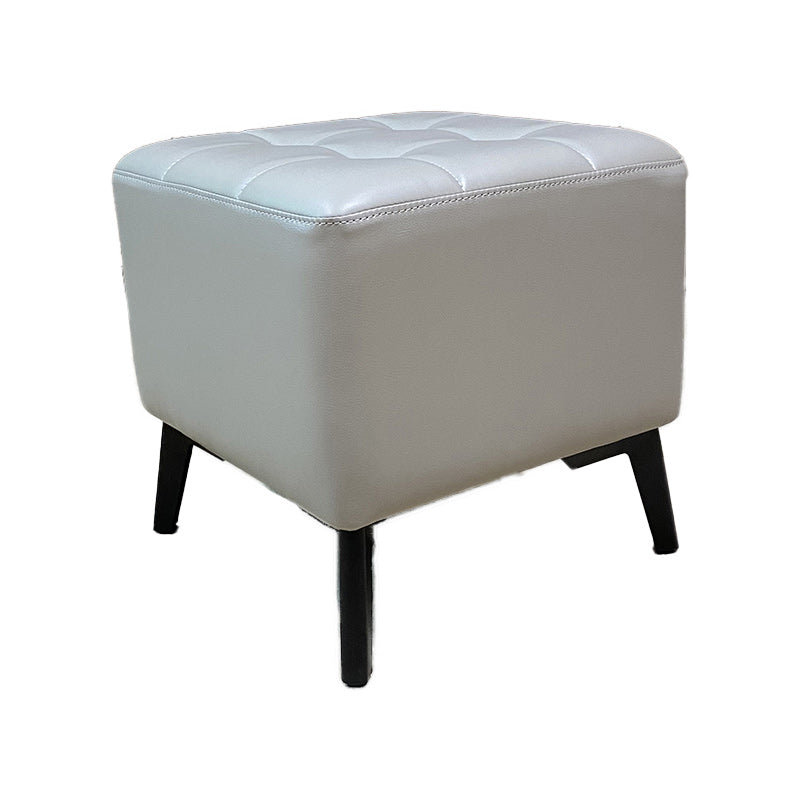 Glam Pouf Ottoman Genuine Leather Upholstered Tufted Square Ottoman with Chair Legs
