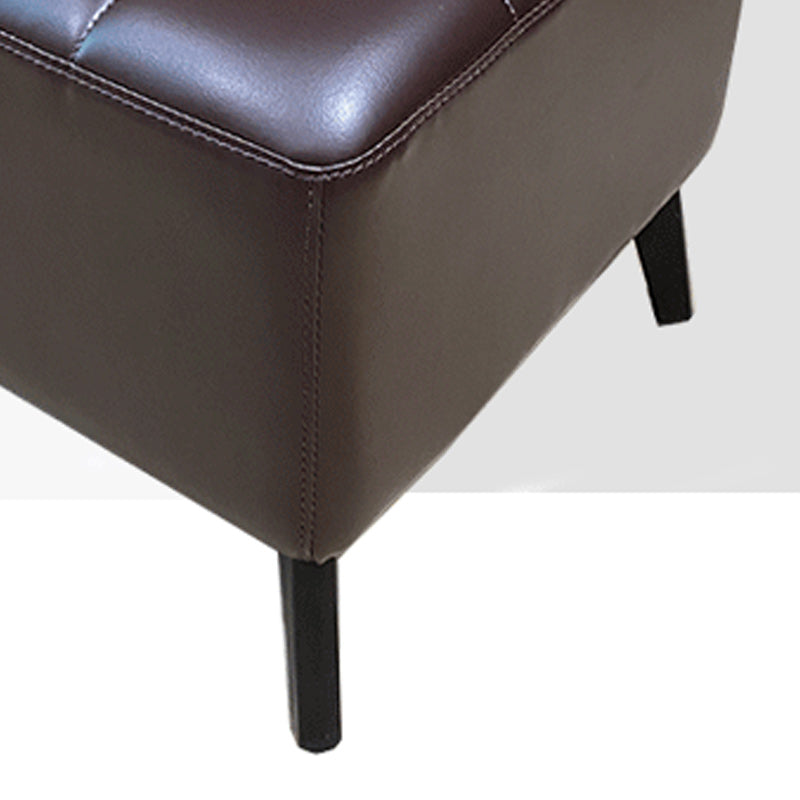 Glam Pouf Ottoman Genuine Leather Upholstered Tufted Square Ottoman with Chair Legs