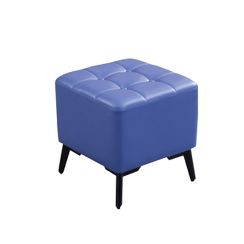 Glam Pouf Ottoman Genuine Leather Upholstered Tufted Square Ottoman with Chair Legs