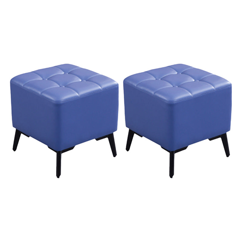 Glam Pouf Ottoman Genuine Leather Upholstered Tufted Square Ottoman with Chair Legs