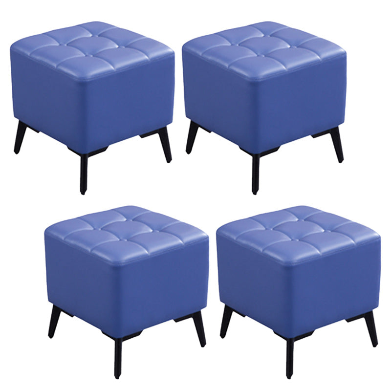 Glam Pouf Ottoman Genuine Leather Upholstered Tufted Square Ottoman with Chair Legs