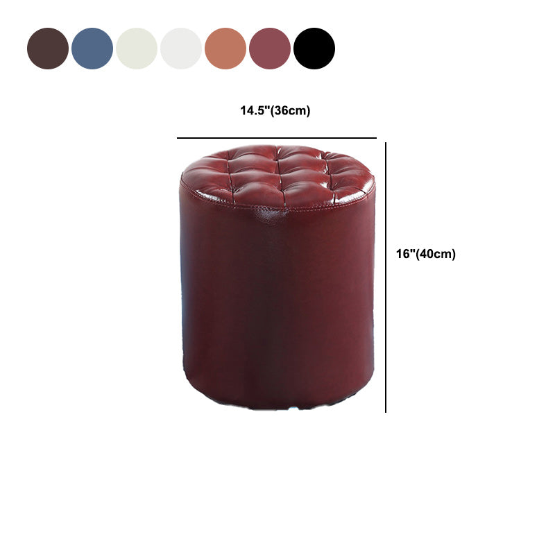 Modern Faux Leather Pouf Water Resistant Pure Color Square for Home Decor