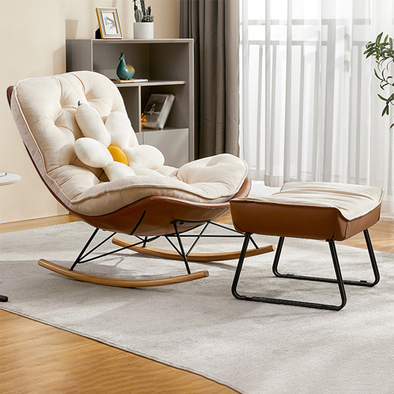 Modern Rocking Chair Wooden Rocking Accent Chair with Tufted