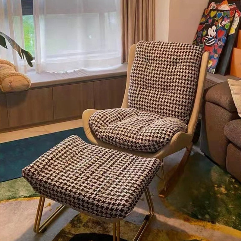 Modern Rocking Chair Wooden Rocking Accent Chair with Tufted