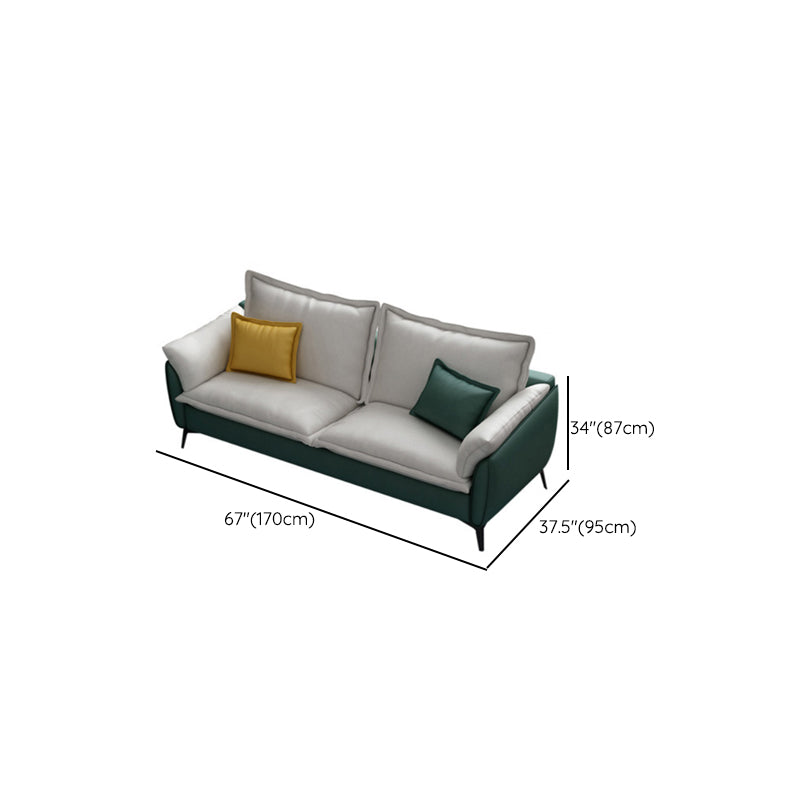 Modern 34.25" H Faux Leather Pillow Top Arm Sofa for Living Room
