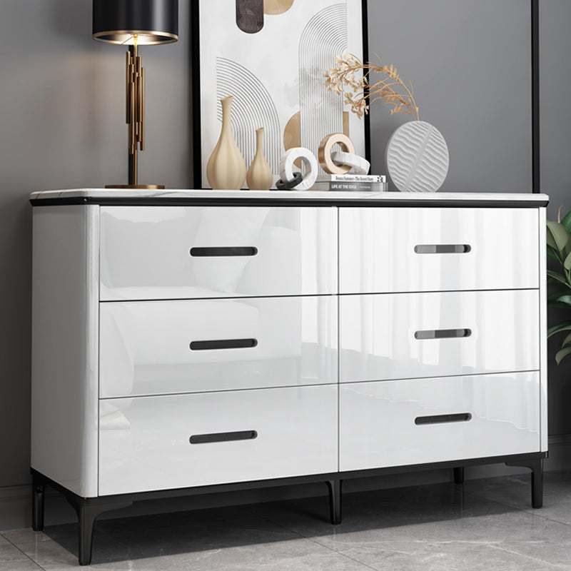 Contemporary Stone Chest Bedroom Storage Chest in White with Drawers