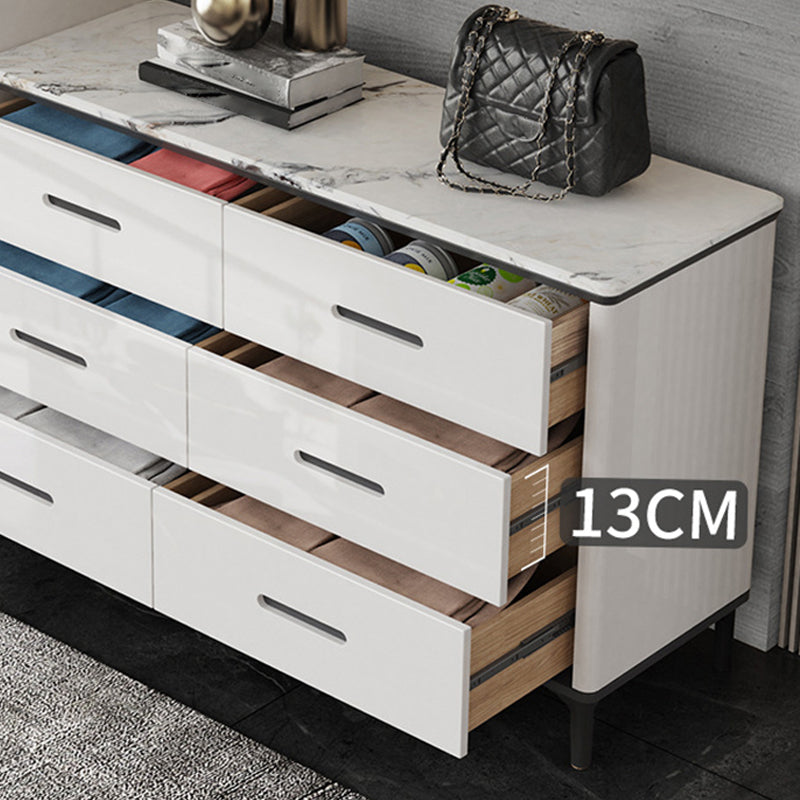 Contemporary Stone Chest Bedroom Storage Chest in White with Drawers