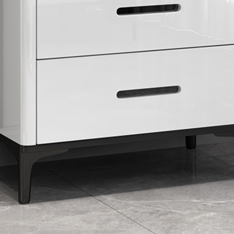 Contemporary Stone Chest Bedroom Storage Chest in White with Drawers