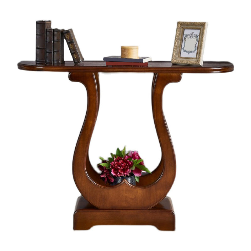 31.5-inch Tall Console Table Solid Wood Half Moon End Table for Hall