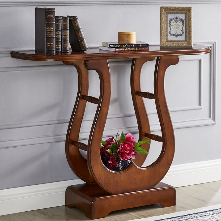 31.5-inch Tall Console Table Solid Wood Half Moon End Table for Hall