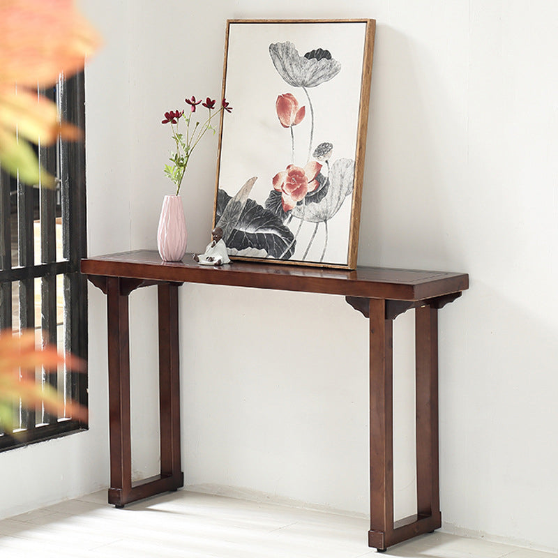 Mid-Century Modern Console Accent Table Antique Finish Rectangle Console Sofa Table