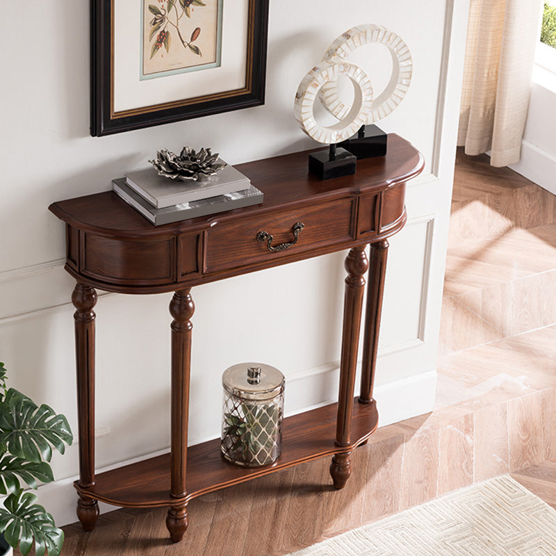 35.43" Tall 1-drawer Console Table Solid Wood Accent Table with Shelf