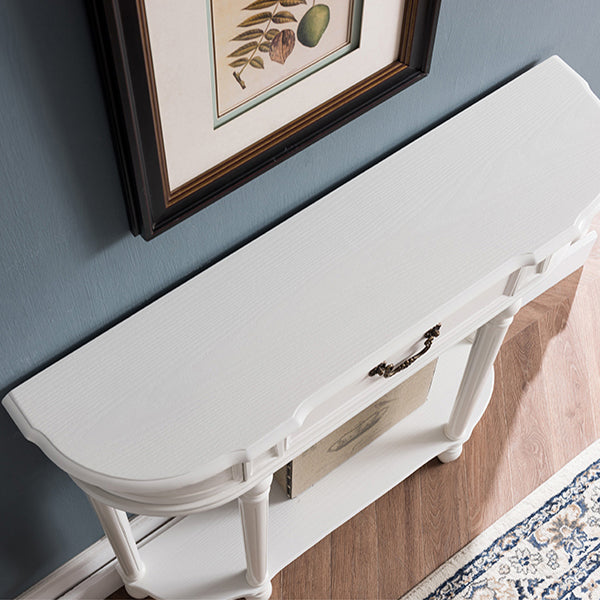 35.43" Tall 1-drawer Console Table Solid Wood Accent Table with Shelf