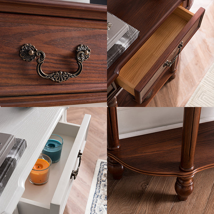 35.43" Tall 1-drawer Console Table Solid Wood Accent Table with Shelf