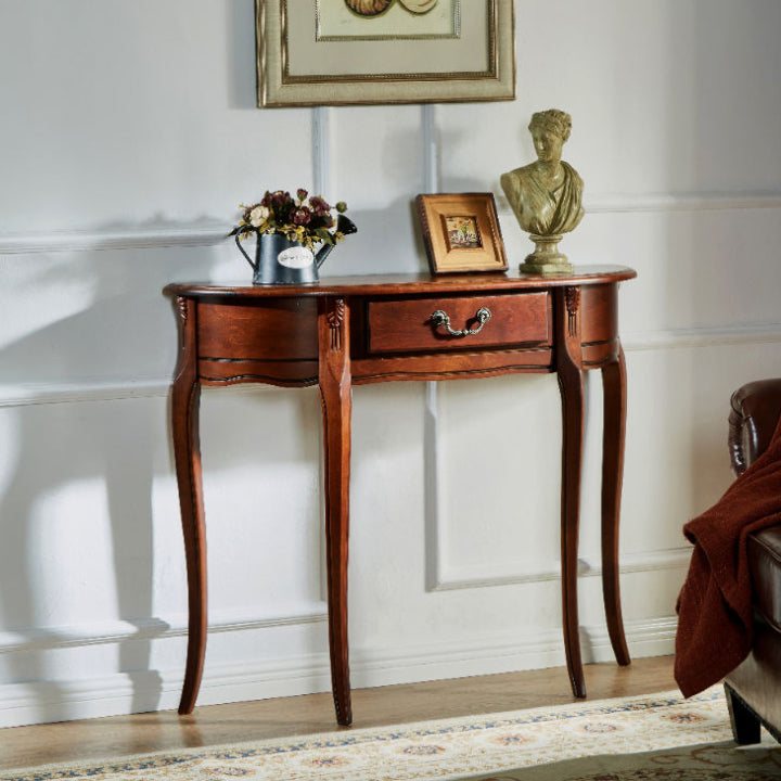 33.46" Tall Solid Wood Console Table 1-drawer Accent Table for Hall