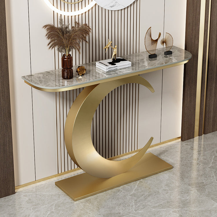 31.5-inch Tall Stone Console Table Stain Resistant Accent Table with Shelf
