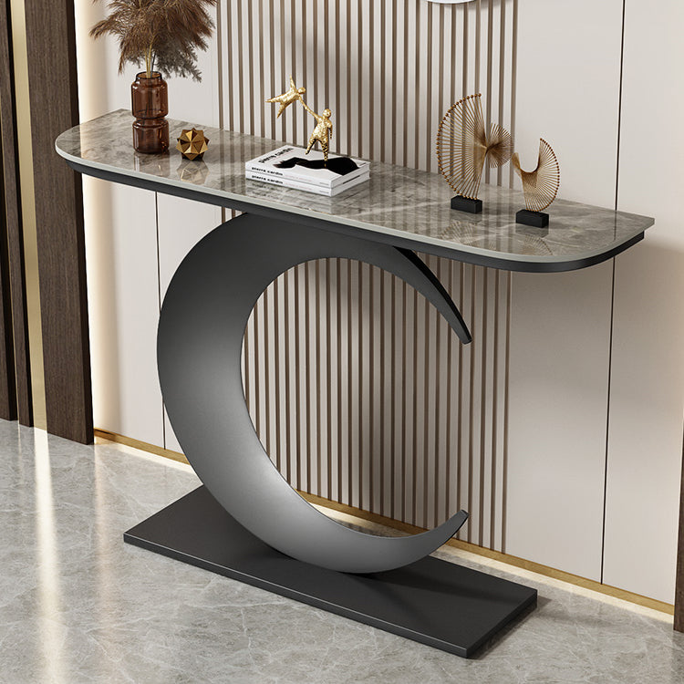 31.5-inch Tall Stone Console Table Stain Resistant Accent Table with Shelf