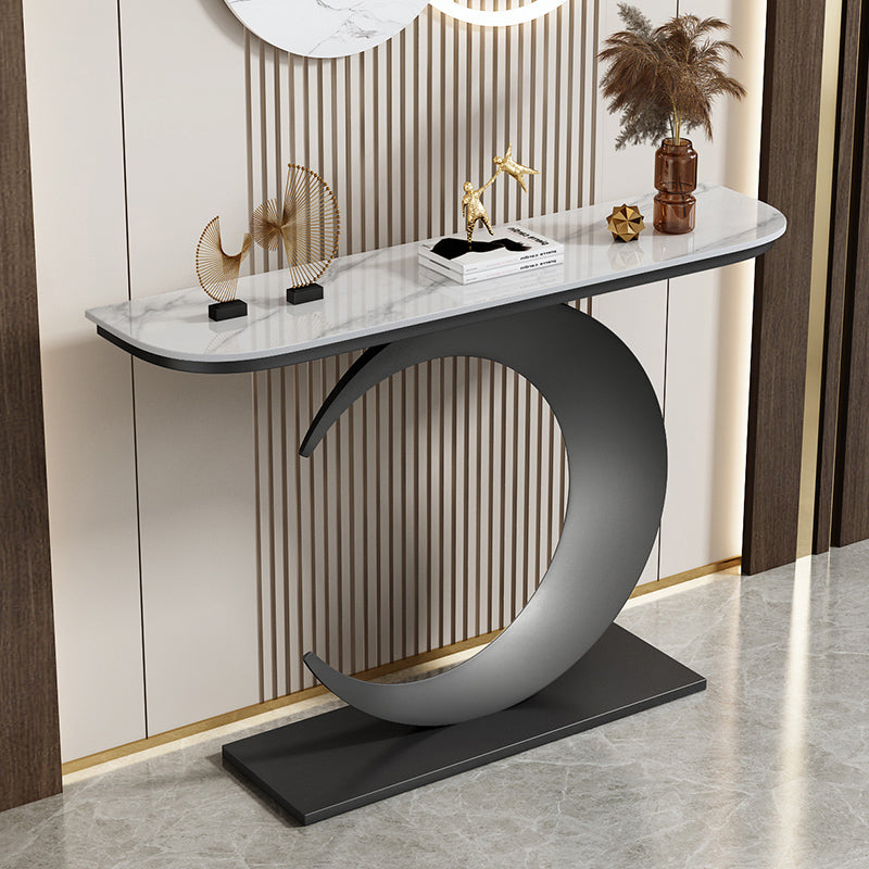 31.5-inch Tall Stone Console Table Stain Resistant Accent Table with Shelf