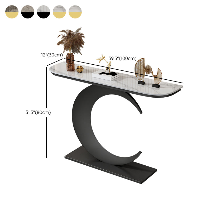 31.5-inch Tall Stone Console Table Stain Resistant Accent Table with Shelf