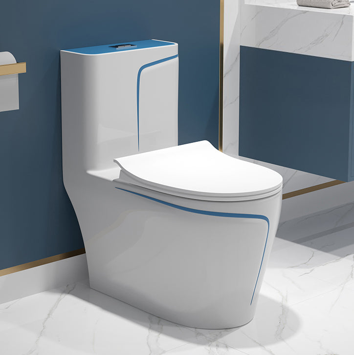 One-Piece Flush Toilet Floor Mount Traditional Toilet with Slow Close Seat