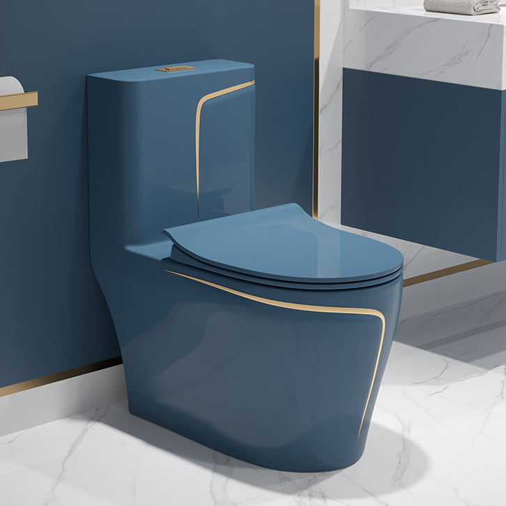 One-Piece Flush Toilet Floor Mount Traditional Toilet with Slow Close Seat