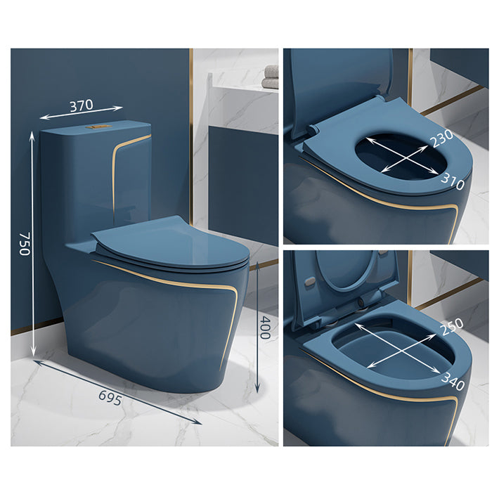 One-Piece Flush Toilet Floor Mount Traditional Toilet with Slow Close Seat