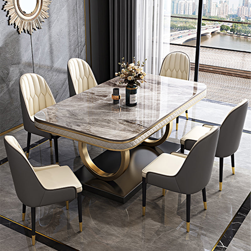 Rectangular Table Sintered Stone Dining Table with Stainless Steel Frame