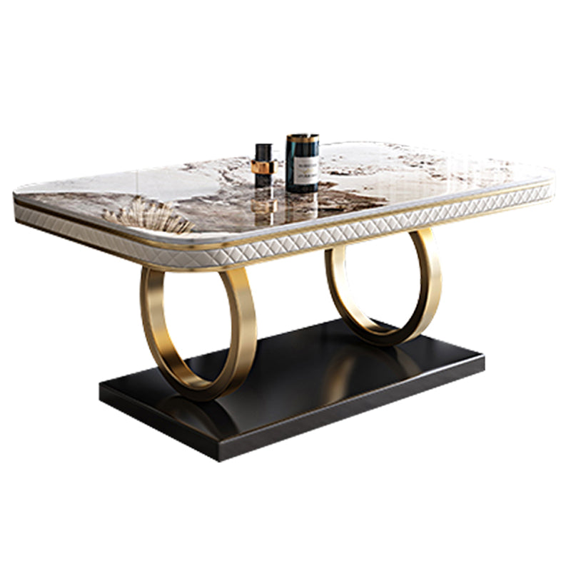 Rectangular Table Sintered Stone Dining Table with Stainless Steel Frame