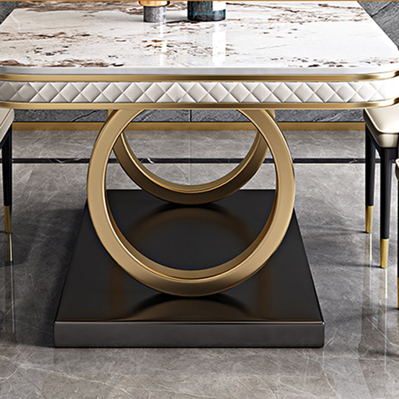 Rectangular Table Sintered Stone Dining Table with Stainless Steel Frame
