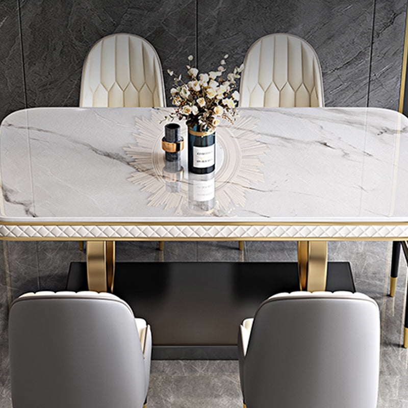 Rectangular Table Sintered Stone Dining Table with Stainless Steel Frame