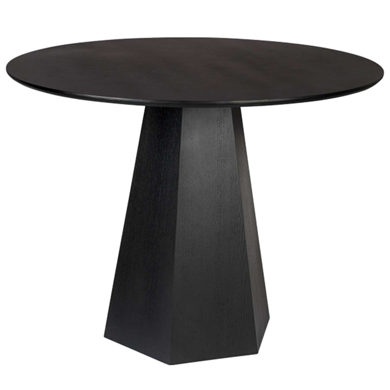 Modern Round Table Pine Solid Wood Pedestal Dining Table in Black