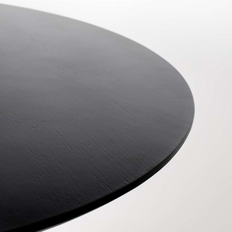 Modern Round Table Pine Solid Wood Pedestal Dining Table in Black