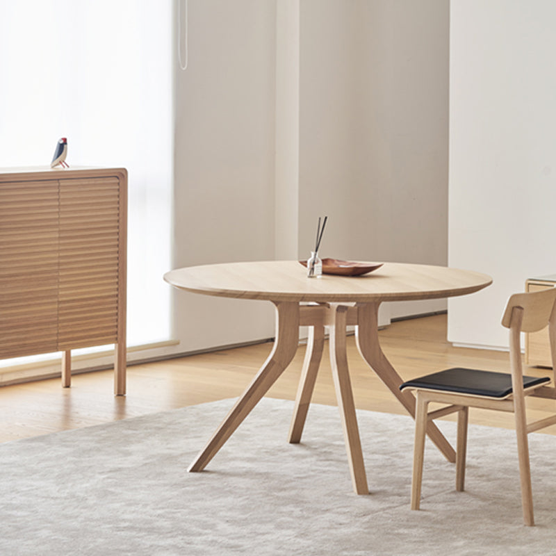 Natural Round Table Wooden Dining Room Kitchen Home Furniture with 4 Legs