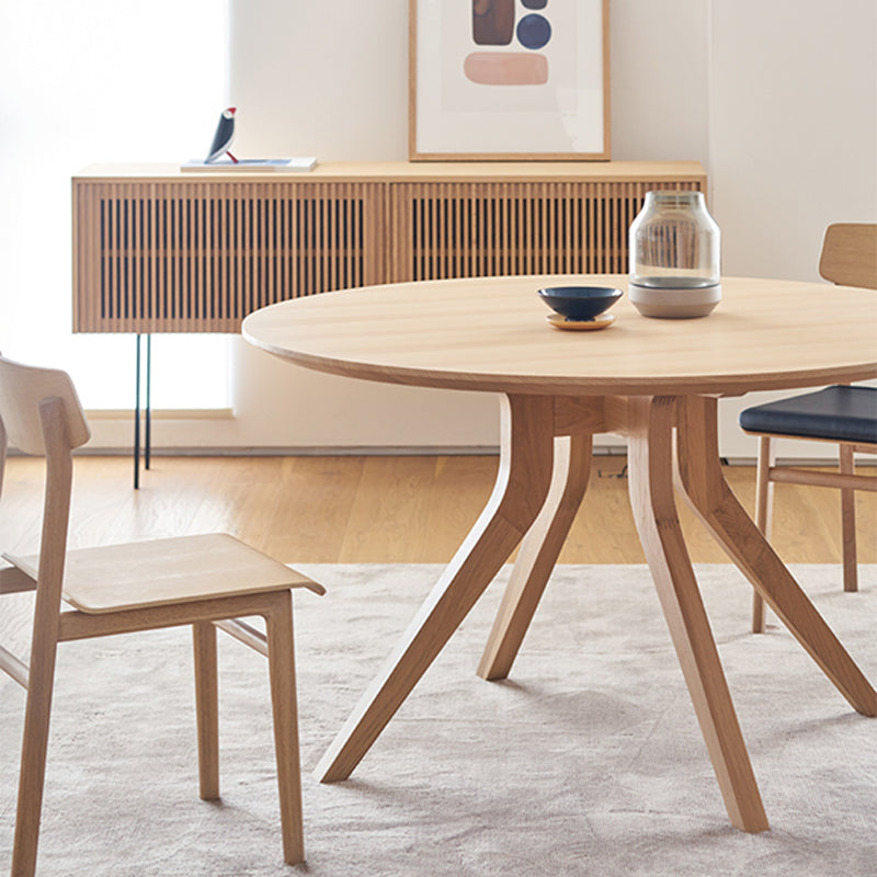 Natural Round Table Wooden Dining Room Kitchen Home Furniture with 4 Legs
